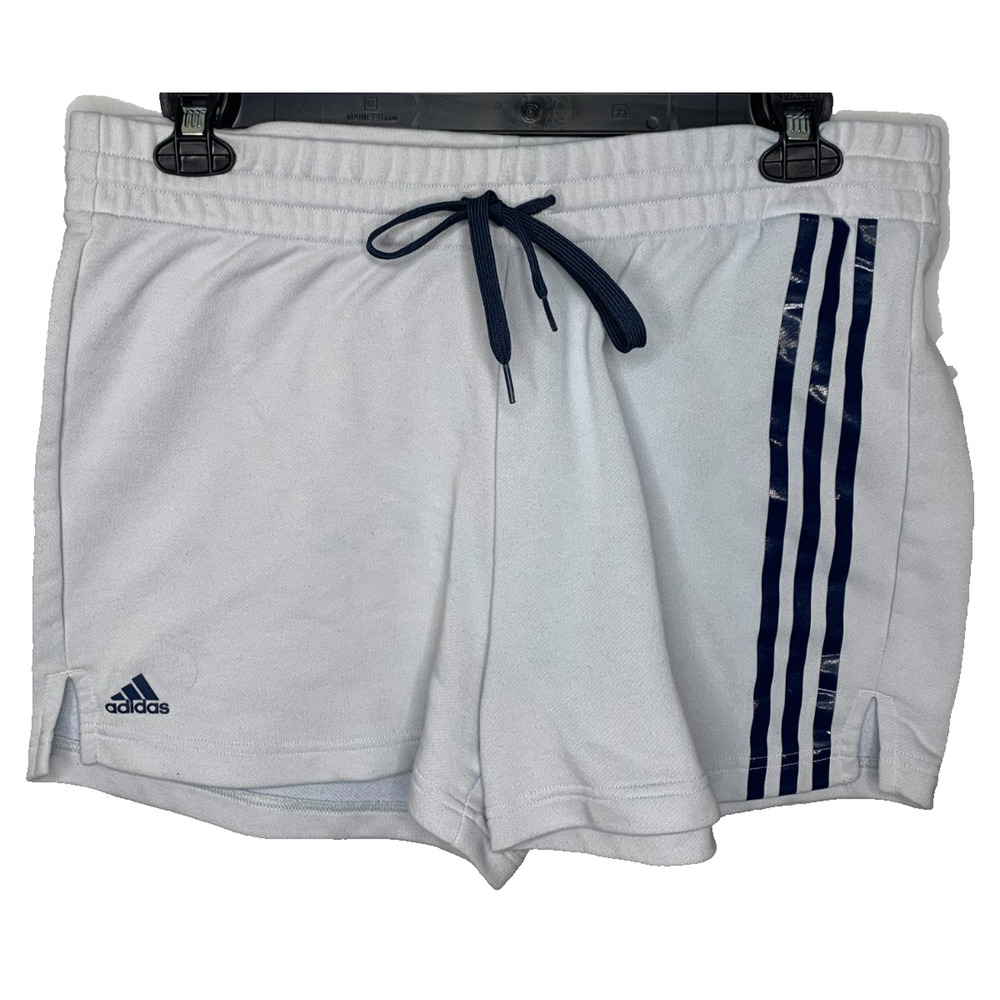Adidas Primegreen Women's US XL Light Blue/Navy Stripe Sweatshorts